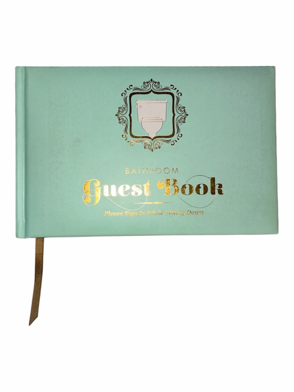 Knock Knock Mint Bathroom Guest Book with Gold Accents